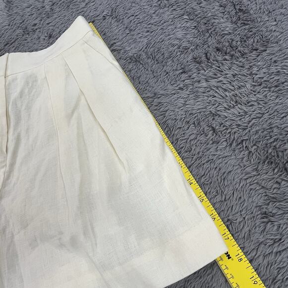 L'academie Shorts Womens Small (27x6) Beige 100% Linen Pleated - New - Picture 12 of 14